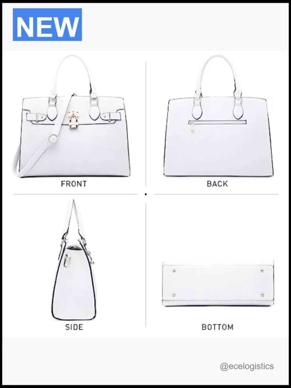 Women's Satchel Tote Set with Matching Clutch & Adjustable Strap